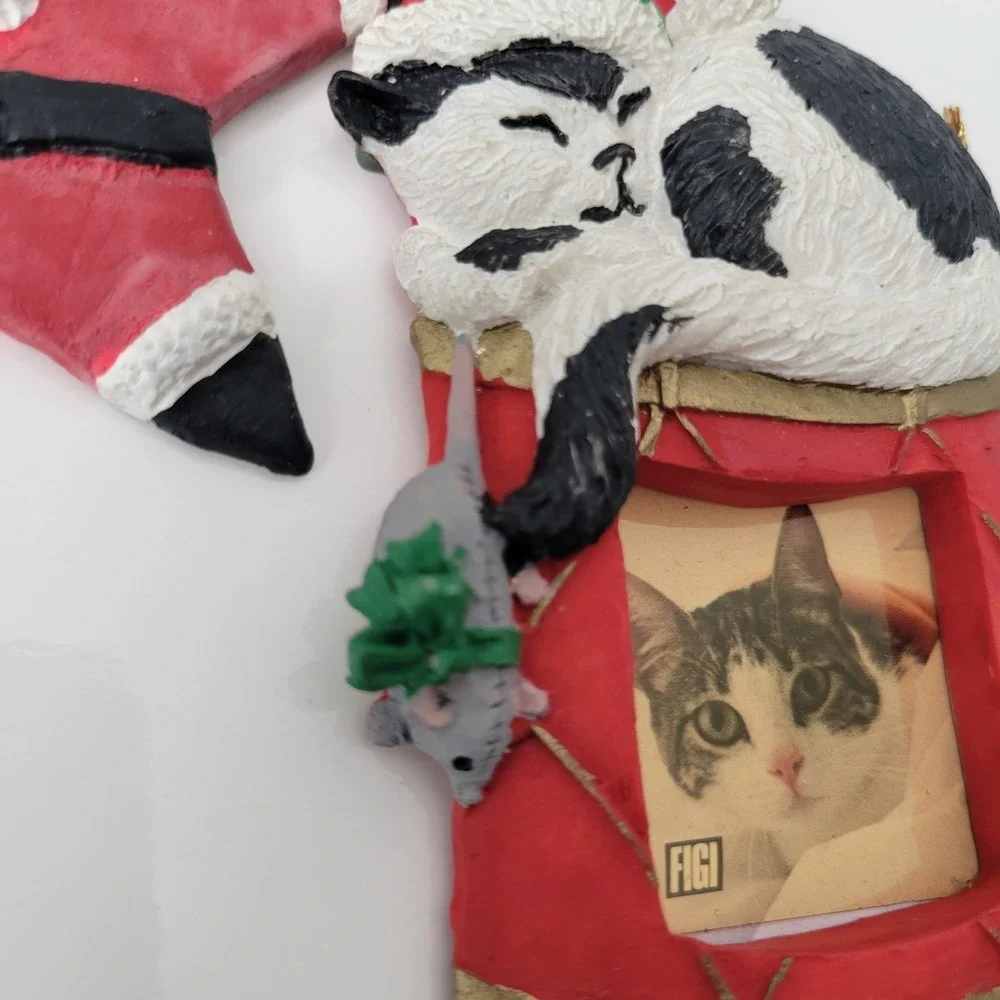 Vintage 1992 Star Santa &‎ Drum Kitten Photo Frame 1991 Christmas Ornaments Lot